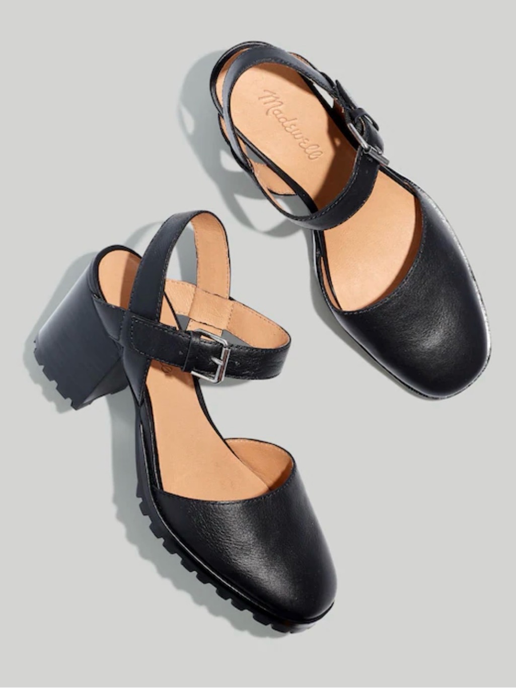 Madewell Black The Claudie Leather Block Heel Mary Jane Ankle Strap 10